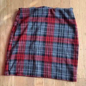 Red and black plaid skirt